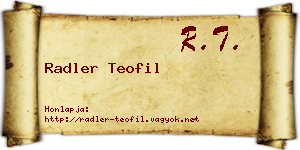 Radler Teofil névjegykártya